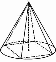 конус описан около четырехугольной пирамиды